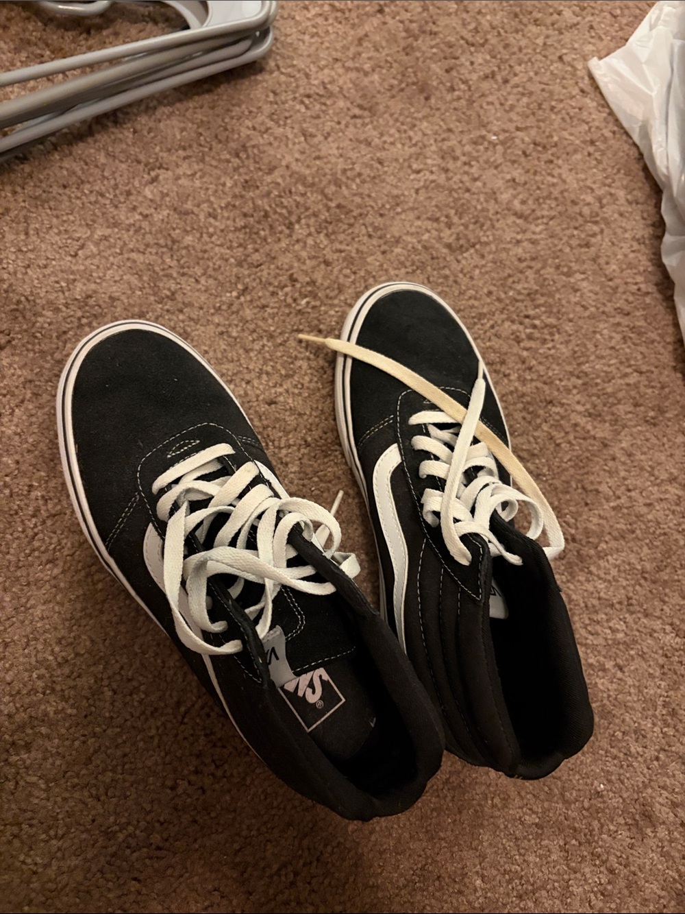 Vans Black and White High-Top Skate Sneakers
